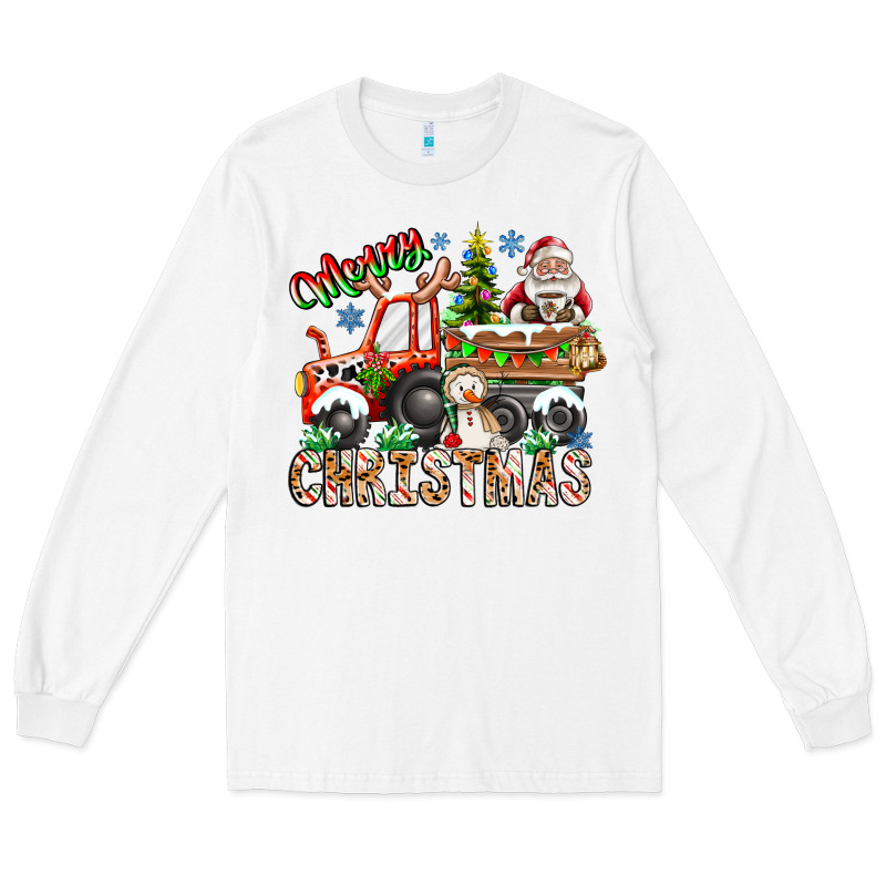 Merry Christmas  Tractor Long Sleeve Tee by CowhideDigitalArt | Teevron