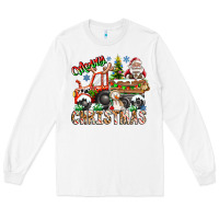 White Merry Christmas  tractor Long Sleeve Tee - CowhideDigitalArt