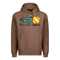 Chestnut peace love softball Premium Hoodie - Artiststas
