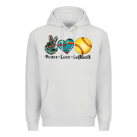 Dove Grey peace love softball Premium Hoodie - Artiststas