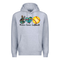 Heather Grey peace love softball Premium Hoodie - Artiststas
