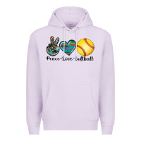 Lilac peace love softball Premium Hoodie - Artiststas