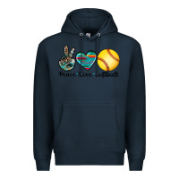 Navy peace love softball Premium Hoodie - Artiststas