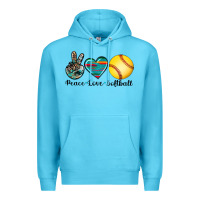 Ocean Blue peace love softball Premium Hoodie - Artiststas