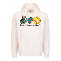 Pale Pink peace love softball Premium Hoodie - Artiststas