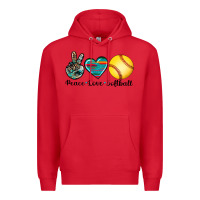 Red peace love softball Premium Hoodie - Artiststas