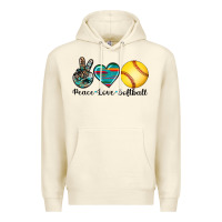 Sandshell peace love softball Premium Hoodie - Artiststas