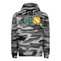 Slate Camo peace love softball Premium Hoodie - Artiststas