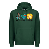 Sports Green peace love softball Premium Hoodie - Artiststas