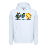 White peace love softball Premium Hoodie - Artiststas