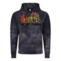 Cloud Black Peace Love Stegosaurus Vintage Hoodie - LillyAllenDesigns