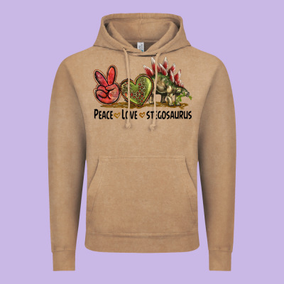 Peace Love Stegosaurus Vintage Hoodie Designed By Lillyallendesigns