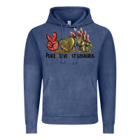 Vintage Denim Peace Love Stegosaurus Vintage Hoodie - LillyAllenDesigns