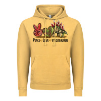 Vintage Mustard Peace Love Stegosaurus Vintage Hoodie - LillyAllenDesigns