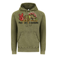Vintage Olive Peace Love Stegosaurus Vintage Hoodie - LillyAllenDesigns