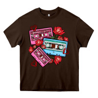 Chocolate Brown valentines day casette olivia Heavy Core Tee - OliviaCreatesArt