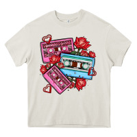Cream valentines day casette olivia Heavy Core Tee - OliviaCreatesArt