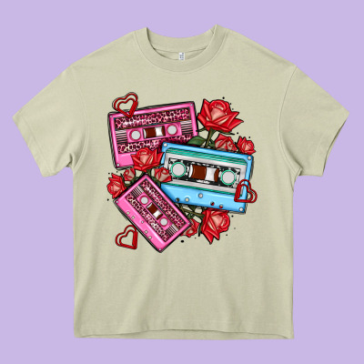 Valentines Day Casette Olivia Heavy Core Tee Designed By Oliviacreatesart