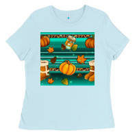 Baby Blue autumn seamless pattern Ladies Tee - BundleAndBundleShop