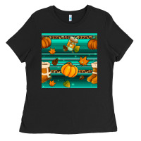 Black autumn seamless pattern Ladies Tee - BundleAndBundleShop
