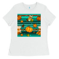 White autumn seamless pattern Ladies Tee - BundleAndBundleShop