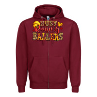 Burgundy busy raising ballers softball Zipper Hoodie - Jasminsmagicworld