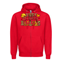 Red busy raising ballers softball Zipper Hoodie - Jasminsmagicworld