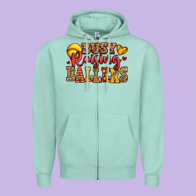 Busy Raising Ballers Softball Zipper Hoodie Designed By Jasminsmagicworld