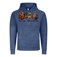 Vintage Denim Peace Love White Tailed Deer Vintage Hoodie - LillyAllenDesigns