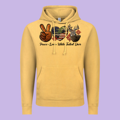 Peace Love White Tailed Deer Vintage Hoodie Designed By Lillyallendesigns