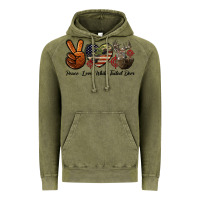 Vintage Olive Peace Love White Tailed Deer Vintage Hoodie - LillyAllenDesigns
