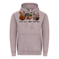 Vintage Zinc Peace Love White Tailed Deer Vintage Hoodie - LillyAllenDesigns
