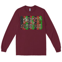 Burgundy Merry Christmas Long Sleeve Tee - CowhideDigitalArt