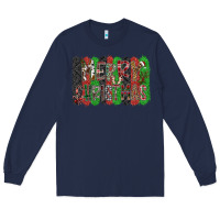 Navy Merry Christmas Long Sleeve Tee - CowhideDigitalArt