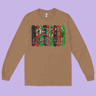 Merry Christmas Long Sleeve Tee Designed By Cowhidedigitalart
