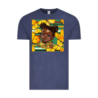 Vintage Denim juneteenth afro girl seamless pattern Vintage Tee - BundleAndBundleShop