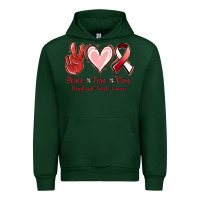 Forest Green Peace Love Cure Heart And Neck Cancer Urban Hoodie - Jasminsmagicworld