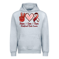 Heather Grey Peace Love Cure Heart And Neck Cancer Urban Hoodie - Jasminsmagicworld