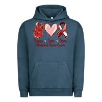 Pigment Midnight Navy Peace Love Cure Heart And Neck Cancer Urban Hoodie - Jasminsmagicworld
