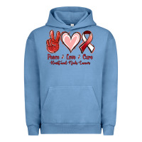 Pigment Pebble Blue Peace Love Cure Heart And Neck Cancer Urban Hoodie - Jasminsmagicworld