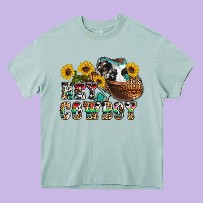 Hey Cowbow Heavy Core Tee Designed By Oliviacreatesart