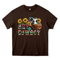 Chocolate Brown hey cowbow Heavy Core Tee - OliviaCreatesArt