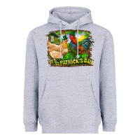Heather Grey It's St. Patrick's Day Rooster And Chicken Heavyweight Hoodie - RanaPortraitStore
