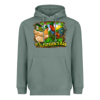 Sage It's St. Patrick's Day Rooster And Chicken Heavyweight Hoodie - RanaPortraitStore