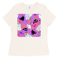 Bone cute ghost halloween seamless pattern Ladies Tee - BundleAndBundleShop