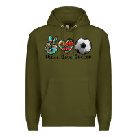 Army Green peace love soccer Premium Hoodie - Artiststas