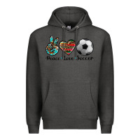 Charcoal Heather peace love soccer Premium Hoodie - Artiststas