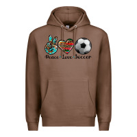 Chestnut peace love soccer Premium Hoodie - Artiststas
