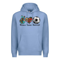 Colony Blue peace love soccer Premium Hoodie - Artiststas