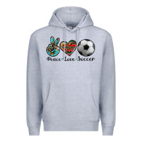 Heather Grey peace love soccer Premium Hoodie - Artiststas